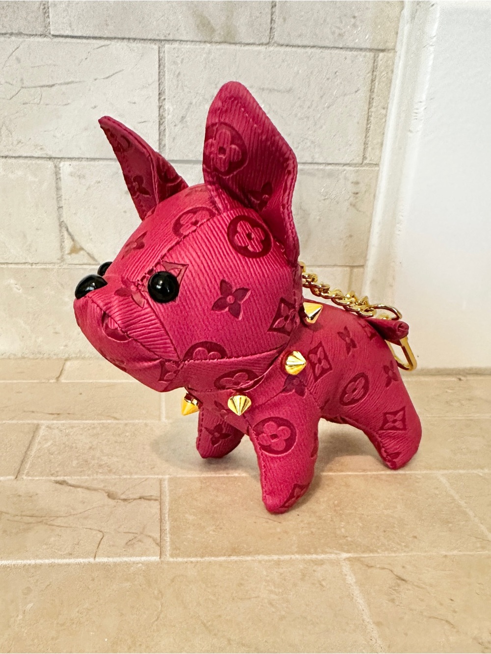 Pink Dog French Bulldog Keychain Charm